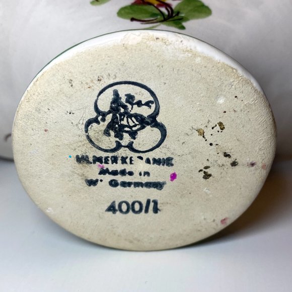 Vintage Ulmer Keramik Floral Porcelain Basket Wicker Handle Germany 400/1 - Picture 4 of 4